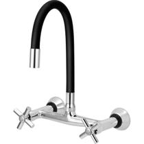 Misturador de Cozinha Furkin Flexível Preto Parede 1/4 de Volta Misturador de Cozinha Furkin Flexível Preto Parede 1/4 de Volta