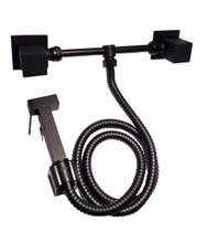 Misturador Externo PRETO FOSCO Ajustável Quadrado Com Ducha Higiênica - 1719PF61