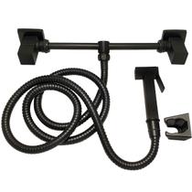 Misturador Externo Preto Fosco Light Ajustável Quadrado Com Ducha Higiênica - 1719PF62