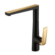 Misturador monocomando kromma p/ cozinha ou lavatório c/ bica alta em aço inox preto e dourado kr293 1755 Misturador monocomando kromma p/ cozinha ou lavatório c/ bica alta em aço inox preto e dourado kr293 1755