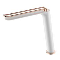 Misturador monocomando kromma para lavatório com bica alta em aço inox branco com rose gold kr011 1218 Misturador monocomando kromma para lavatório com bica alta em aço inox branco com rose gold kr011 1218