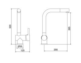 Misturador Monocomando para Cozinha de Balcão 7008 Minimal Advance Aço Escovado Meber