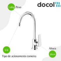 Misturador Monocomando Para Cozinha De Mesa Bica Lift Docol - Cromado