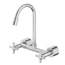 Misturador para Cozinha de Parede Externo com Bica Móvel e Arejador Articulado Cross Cromado Celite