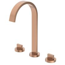 Misturador para Lavatório de Mesa 3 Furos Bica Alta com Válvula de Escoamento Flow Rose Gold Matte Celite Misturador para Lavatório de Mesa 3 Furos Bica Alta com Válvula de Escoamento Flow Rose Gold Matte Celite