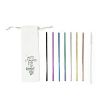 Mix 9 EM 1: 7 canudos retos 6mm + escova + bag what