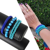 Mix C/03 Pulseiras Feminina Verão Fashion Azul Moda Tendência