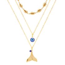 Mix Colar Olho Grego Búzios Calda De Sereia Folheado A Ouro