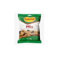 Mix com amêndoas de castanhas de caju, amendoim, uva passa e sal refinado cajumil (w4) 40g - 20 unidades