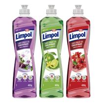 Mix de Detergente Gel Limpol 400ml Cada Kit C/3 Aromas Uva, Limão e Cereja Concentrado