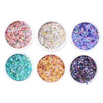 Mix de glitter fino e flocado 6 cores d&z unhas decoradas