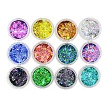 Mix de glitter flocado 12 cores sioux decoração das unhas
