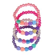 Mix Infantil de Pulseiras Beads com Corações Coloridos