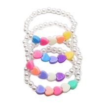 Mix Infantil Pulseiras Beads Pérolas e Corações Color
