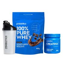 Mix Whey Concentrado Chocolate 24g de Proteína Creatina e Coqueteleira Probiótica