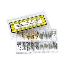Mixed Watch Stem e Crown Peças de reparação, Variedade Peças Box Set, Novo, 170 pcs