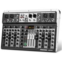 Mixer de Áudio ALPOWL 8 Canais com DSP, USB, Bluetooth e +48V