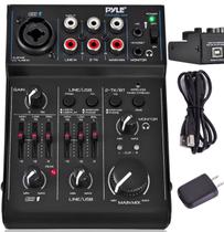 Mixer de áudio Bluetooth Pyle PAD30MXUBT de 3 canais com USB Mixer de áudio Bluetooth Pyle PAD30MXUBT de 3 canais com USB