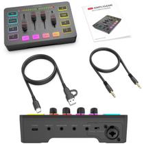 Mixer de Áudio Fifine Ampligame SC3 RGB XLR Streaming P/ Pc