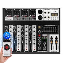 Mixer de áudio NOVO BAXS de 4 canais com Bluetooth +48V Phantom