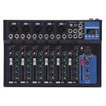 Mixer de Áudio Profissional DJ 7 Canais - Interface USB, Bluetooth, 48V Phantom Power