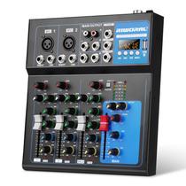 Mixer de Áudio Riworal de 4 Canais com Bluetooth e Phantom Power +48V