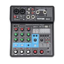 Mixer de Áudio TEYUN NA4 de 4 Canais com Bluetooth