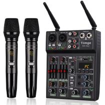 Mixer de Áudio Tiimge MX-R42 - 4 Canais com Microfone Sem Fio Duplo