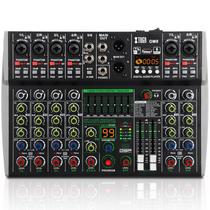 Mixer de áudio XTUGA OM8 de 8 canais com Bluetooth/USB 48V Phantom
