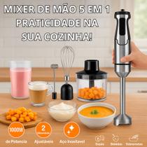 Mixer De Mão 5 em 1 Elétrico Batedor Ovos Chantilly Espuma Leite Cozinha Potente Casa Máquina