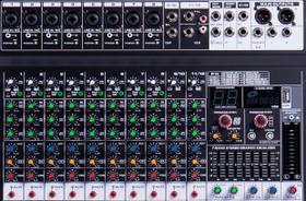 Mixer/Mesa De Som,12 Canais,Aux,Eq,Efeito,+48V,Usb,Bluetooth - Aj Som Acessórios Musicais