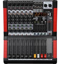 Mixer,Mesa De Som,6 Canais,Aux,Eq,Efeito,+48V,Usb,Bluetooth - Aj Som Acessórios Musicais