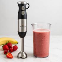 Mixer Portátil Com Copo 2 em 1 Inox 1000W 220V Lâmina 4 Pontas, Haste Removível e 2 Velocidades