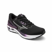 Mizuno Wave Dynasty 8 Preto Roxo Corrida Imbatível Feminino - Mizuno Wave Dynasty 8 Preto Roxo Corrida Imbatível Feminino -