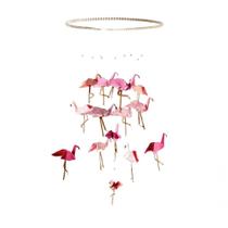 Móbile Berço Bebê Infantil Quarto 14 Flamingos Aro Perolas Móbile Berço Bebê Infantil Quarto 14 Flamingos Aro Perolas