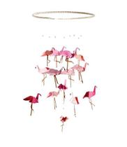 Móbile berço bebê infantil quarto 14 Flamingos aro perolas Móbile berço bebê infantil quarto 14 Flamingos aro perolas