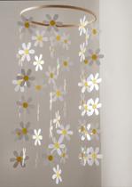 Móbile berço bebê infantil quarto Flor Margarida aro madeira