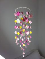 Móbile berço bebê infantil quarto Flores coloridas 46x15