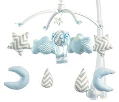 Móbile Berço Bebê Musical E Giratório Nuvens E Balão Azul - Sleepbaby