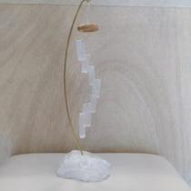 Móbile de Mesa Selenita Branca - Base de Quartzo Branco