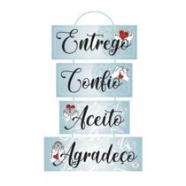 Mobile De Parede Frases Entrego, Aceito, Confio...41x28 Mobile De Parede Frases Entrego, Aceito, Confio...41x28