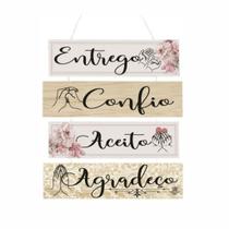 Mobile De Parede Frases Entrego, Confio, Aceito...floral 26,5x25,5 Mobile De Parede Frases Entrego, Confio, Aceito...floral 26,5x25,5