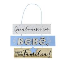 Móbile De Parede Frases Quando Nasce Um Bebê...azul 19x26