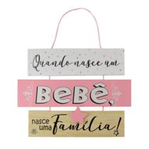 Móbile De Parede Frases Quando Nasce Um Bebê...rosa 19x26