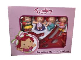 Móbile Giratório Musical Para Berço De Bebê Frutillita Moranguinho Baby Menina Rosa - Solatex