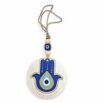 Móbile Mão Hamsá Olho Grego Branco Afasta Mau Olhado 7 cm