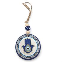 Móbile Mão Hamsá Olho Grego Rústico Afasta Mau Olhado 7 cm