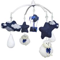 Móbile Musical Carneiro, Nuvens e Balão Marinho Quarto Bebê Infantil Menino Móbile Musical Carneiro, Nuvens e Balão Marinho Quarto Bebê Infantil Menino