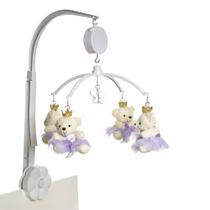 Móbile Musical Ursinha Princesa Lilás Quarto Bebê Menina