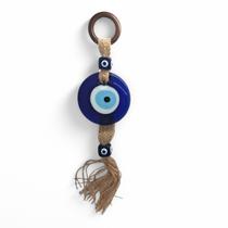 Móbile Olho Grego de Cordas Marrom Inveja e Mau Olhado 28 cm
